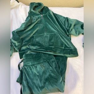 Victoria’s Secret green velvet zip up set